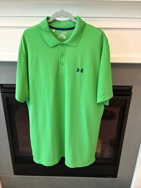 Under Armour Men’s Neon Green Polo with Navy Logo